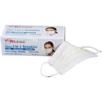 Valumax Ultra 3-in-1 Sensitive Ear-Loop Mask, Yellow, ASTM Level 3, 50/Box thumbnail 4