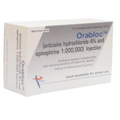 Orabloc Articaine HCl 4% with Epinephrine 1:200,000, 1.8 ml Dental Cartridges, 50/Pkg, 2101052 thumbnail 6