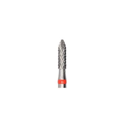 Meisinger Tungsten Carbide Cutter HP, FX, Round End, X-Cut Fine, Red Ring, Torpedo Conical, HM 139FX-023, 2.3 mm Diameter, 8.0 mm Head Length thumbnail 3