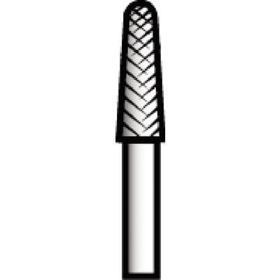 Midwest Specialty Metal Cutting Carbide Bur, FG Taper Dome End Crosscut, #2171, 1.2 mm Diameter, 3.7 mm Length, 10/Pkg, 389565 thumbnail 3