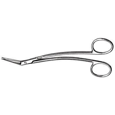Miltex Locklin Operating Scissors, 6-1/4" Curved Shanks, Angled 25°, One Serrated Blade, Stainless Steel, 1/Pkg thumbnail 2