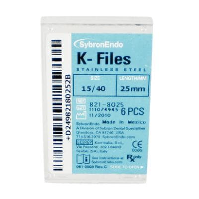 Kerr K-Files, Stainless Steel, 25mm, #15-40 Assorted, 6/Box, 821-8025 thumbnail 12