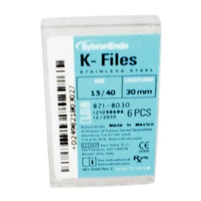 Kerr K-Files, Stainless Steel, 30mm, #15-40 Assorted, 6/Box, 821-8030 thumbnail 15