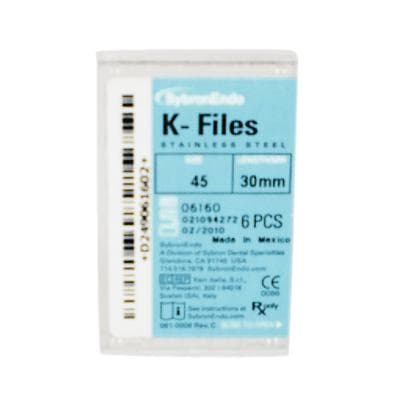 Kerr K-Files Stainless Steel Endodontic Hand Files, 30mm, Size #45, White, 6/Pkg, 06160 thumbnail 16