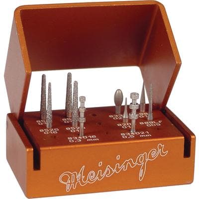Meisinger Laminate Veneer Diamond Bur Kit, Friction Grip (FG), 10 Burs with Bur Block, 2413 thumbnail 3