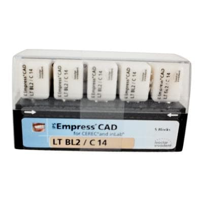 IPS Empress CAD LT C14 BL2 Leucite Glass-Ceramic Milling Blocks for CEREC/inLab, Low Translucency, 5/Box thumbnail 3