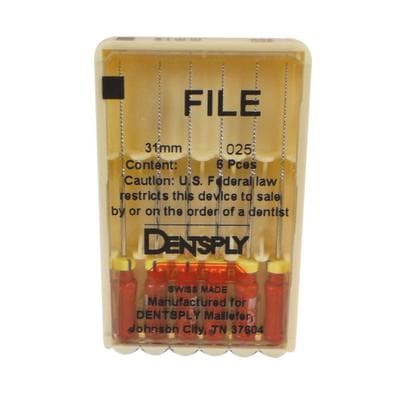 Dentsply Maillefer K-File, Stainless Steel, 31 mm, #25, Red, 6/Pk, 671164 thumbnail 7