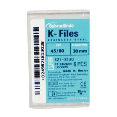 Kerr K-Files, Stainless Steel, 30mm, #45-80 Assorted, 6/Box, 821-8130 thumbnail 11