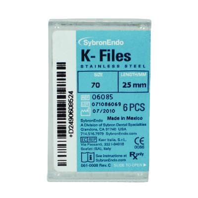 SybronEndo K-Files Stainless Steel 25mm #70 Green, 6/Bx, 06085 thumbnail 17