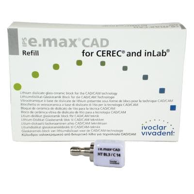 IPS e.max CAD HT (High Translucency) Lithium Disilicate Milling Block, Shade BL3, Size C14, for CEREC/inLab, 5/Box thumbnail 10