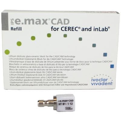 IPS e.max CAD HT CEREC/inLab Lithium Disilicate Milling Block, Shade B1, Size I12, 5/Pkg thumbnail 10
