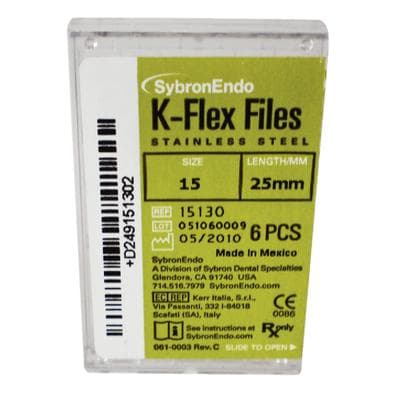 Kerr K-Flex Endodontic Files, #15, 25mm, Stainless Steel, White, 6/Pack, 15130 thumbnail 24