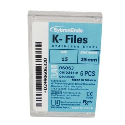 Kerr K-Files, Stainless Steel, 25 mm, #15, White, 6/Pk, 06063 thumbnail 23