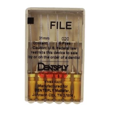 Dentsply Maillefer K-File, Stainless Steel, 31 mm, Size #20, Yellow, 6/Pk, 671163 thumbnail 4