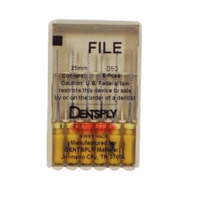 Dentsply Maillefer K-File, Stainless Steel, 25 mm, Size #50, Yellow, 6/Pk, 671139 thumbnail 12