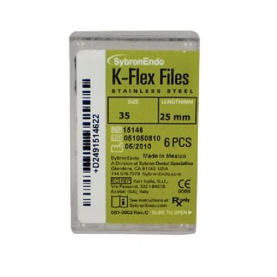 Kerr K-Flex Endodontic Files, Stainless Steel, Size #35, 25mm, Green, 6/Box, 15146 thumbnail 18