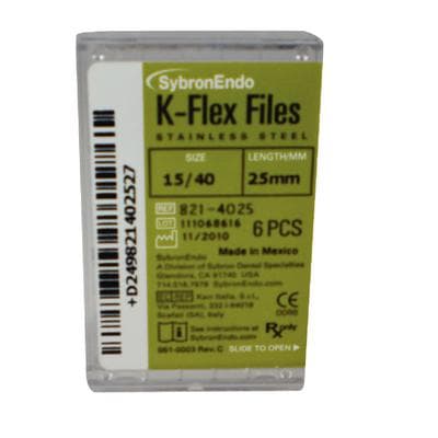 Kerr K-Flex Endodontic Files, Stainless Steel, 25mm, Assorted Sizes #15-40, 6/Pack, 821-4025 thumbnail 18