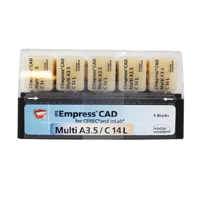 IPS Empress CAD Multi CEREC/inLab Milling Blocks, Leucite Glass-Ceramic, Shade A3.5, Size C14L, 5/Box thumbnail 10