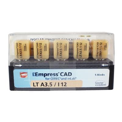 IPS Empress CAD LT (Low Translucency) Leucite-Reinforced Glass-Ceramic Milling Blocks, Shade A3.5, Size I12, 5/Box thumbnail 7