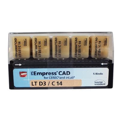IPS Empress CAD LT (Low Translucency) Leucite-Reinforced Glass-Ceramic Milling Block, Shade D3, Size C14, 5/Box thumbnail 8