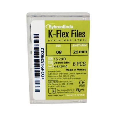 Kerr K-Flex Endodontic Files, #08 (Gray), 21 mm, Stainless Steel, 6/Box, 15290 thumbnail 27
