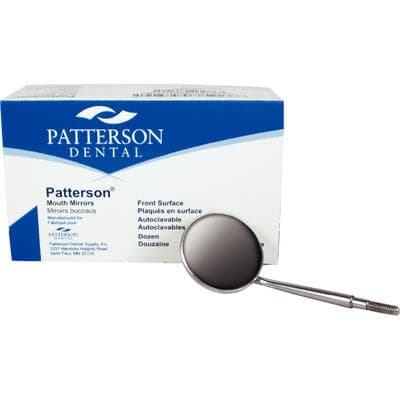 Patterson® Premium Mouth Mirrors, Size 4, Simple Stem, Rhodium Coated, Stainless Steel, 12/Pkg, 088-6796 - Patterson® Premium Mouth Mirrors, 12/Pkg - Size 4, Simple Stem - Image 1