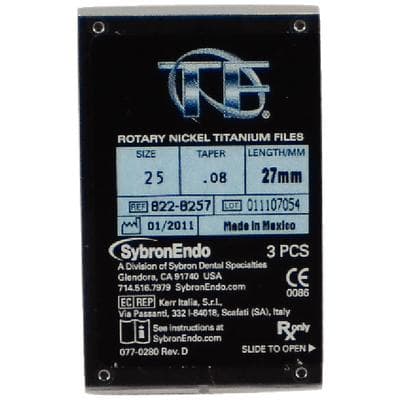 Kerr TF Twisted Files Rotary Endodontic File, #25, .08 Taper, 27mm, Red, 3/Pkg, 822-8257 thumbnail 17