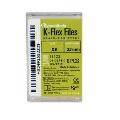 Kerr K-Flex Endodontic Files, #08 (Gray), 25 mm, Stainless Steel, 6/Box, 15122 thumbnail 25