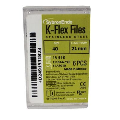 Kerr K-Flex Endodontic Files, Stainless Steel, Size #40, 21mm, Black, 6/Pack, #15318 thumbnail 17