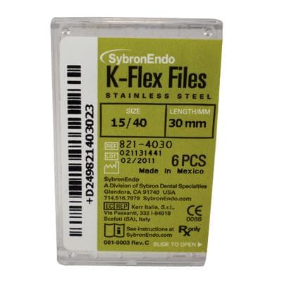 Kerr K-Flex Endodontic Files, Stainless Steel, 30mm, #15-40 Assorted, 6/Pack, 821-4030 thumbnail 18