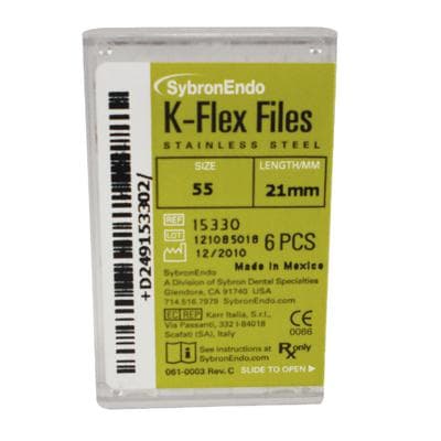 Kerr K-Flex Endodontic Files, #55 Red, 21mm, Stainless Steel, 6/Pack, 15330 thumbnail 16