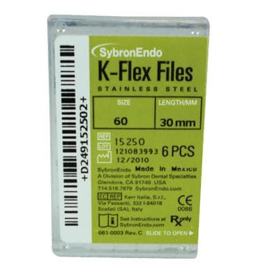 Kerr K-Flex Endodontic Files, #60 (Blue), 30mm, Stainless Steel, 6/Box, 15250 thumbnail 12
