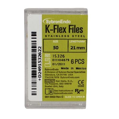 Kerr K-Flex Endodontic Files, #50 (Yellow), 21mm, Stainless Steel, 6/Pack, 15326 thumbnail 10