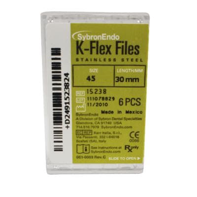 Kerr K-Flex Endodontic Files, #45, 30mm, White, Stainless Steel, 6/Pack, 15238 thumbnail 13