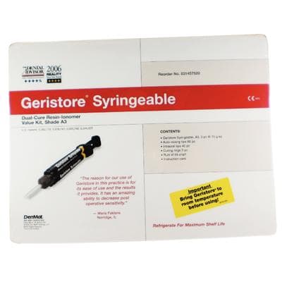Geristore Syringeable Value Kit, Shade A3, Dual-Cure Self-Adhesive Resin-Modified Glass Ionomer, 3 x 10 g Syringes, 031457520 thumbnail 13