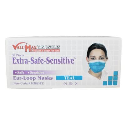 Extra-Safe Sensitive™ Procedural Earloop Face Mask, Teal, ASTM Level 3, Latex-Free, Fluid-Resistant, 50/Box, 5430E-TE thumbnail 6