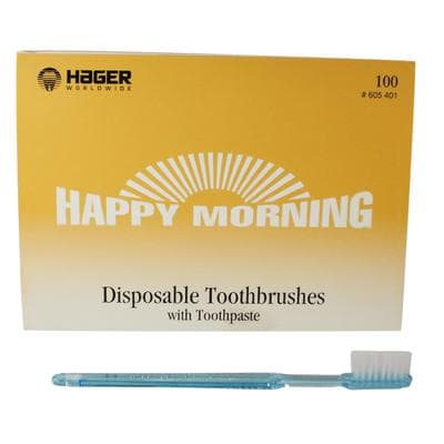 Happy Morning Disposable Pre-Pasted Toothbrush with Mint Toothpaste, Soft Bristles, Individually Wrapped, 100/Box, 605401 thumbnail 23