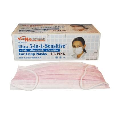 Ultra 3-in-1 Sensitive Ear-Loop Mask, Light Pink, ASTM Level 2, 50/Box, 5630E-LP thumbnail 6