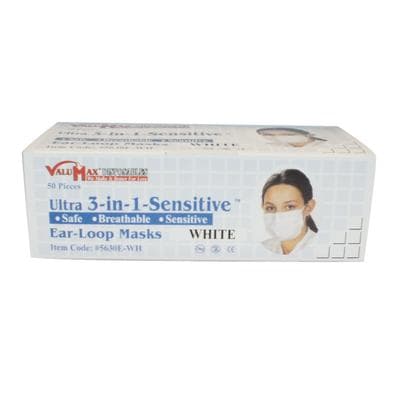 Valumax Ultra 3-in-1 Sensitive Earloop Mask, White, ASTM Level 3, 50/Box, 5630E-WH thumbnail 8