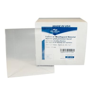 Patterson® Mouthguard EVA Material – Vacuum Forming, Clear, 5" x 5", 0.160" Thickness, 25/Pkg - Patterson® Mouthguard EVA Material – Vacuum Forming, Clear, 5" x 5", 25/Pkg - 0.160" Thickness - Image 1