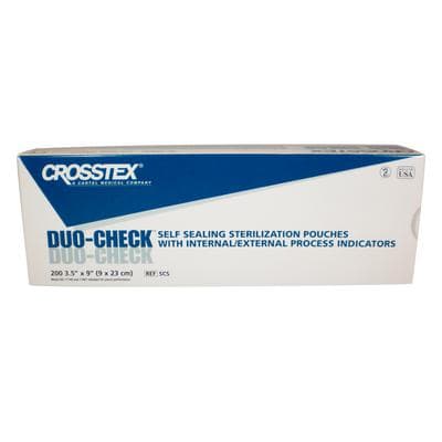 Crosstex Duo-Check Self-Seal Sterilization Pouches, 3-1/2" x 9", Blue Tint, 200/Box thumbnail 19