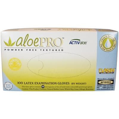 AloePRO™ Latex Examination Gloves, Powder Free, Textured, Non-Sterile, Extra Small, 100/Box, AP100XS thumbnail 5