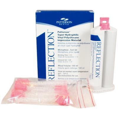 Reflection™ VPS Impression Material, High Performance Cartridge - Monophase, Fast Set, Pink, 2 x 50 ml Cartridges with 6 Mixing Tips - Reflection™ VPS Impression Material, High Performance Cartridge - Monophase, Fast Set, 2/Pkg - Image 1