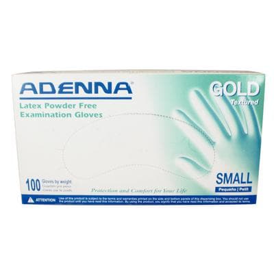 Adenna® Gold Latex Exam Gloves, Powder Free, Non-Sterile, Small, 100/Box - Adenna® Gold Latex Exam Gloves, Powder Free - Small, 100/Box - Image 1