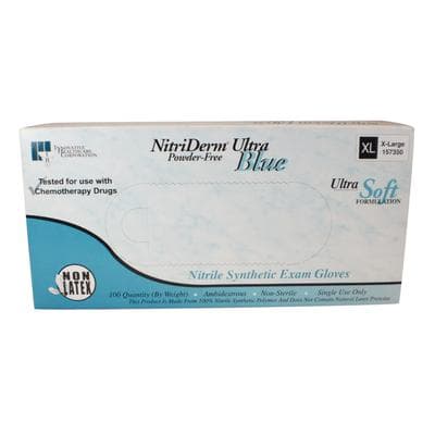 NitriDerm® Ultra Blue Nitrile Exam Gloves, Powder Free, Non-Sterile, Extra Large, Textured, 100/Box, 10 Boxes/Case, #157350 thumbnail 4