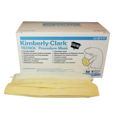 Halyard Tecnol Procedure Earloop Face Mask, Pleat Style, Yellow, 50/Box, 47117 thumbnail 5