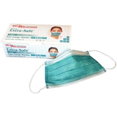 Extra-Safe™ Procedural Earloop Face Mask, Teal, ASTM Level 3, Fluid-Resistant, Latex-Free, 50/Box, 5330E-TE thumbnail 6