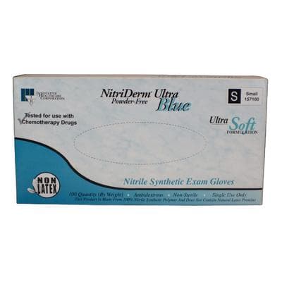 NitriDerm® Ultra Blue Nitrile Exam Gloves, Powder Free, Non-Sterile, Textured, Small, Light Blue, 100/Box, 10 Boxes/Case, SKU 157100 thumbnail 5