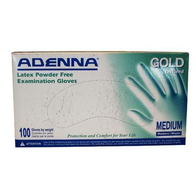 Adenna® Gold Latex Exam Gloves, Powder Free, Non-Sterile, Medium, 100/Box - Adenna® Gold Latex Exam Gloves, Powder Free - Medium, 100/Box - Image 1
