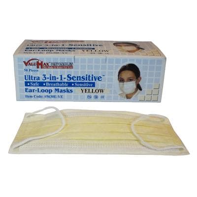 Valumax Ultra 3-in-1 Sensitive Ear-Loop Mask, Yellow, ASTM Level 3, 50/Box thumbnail 5